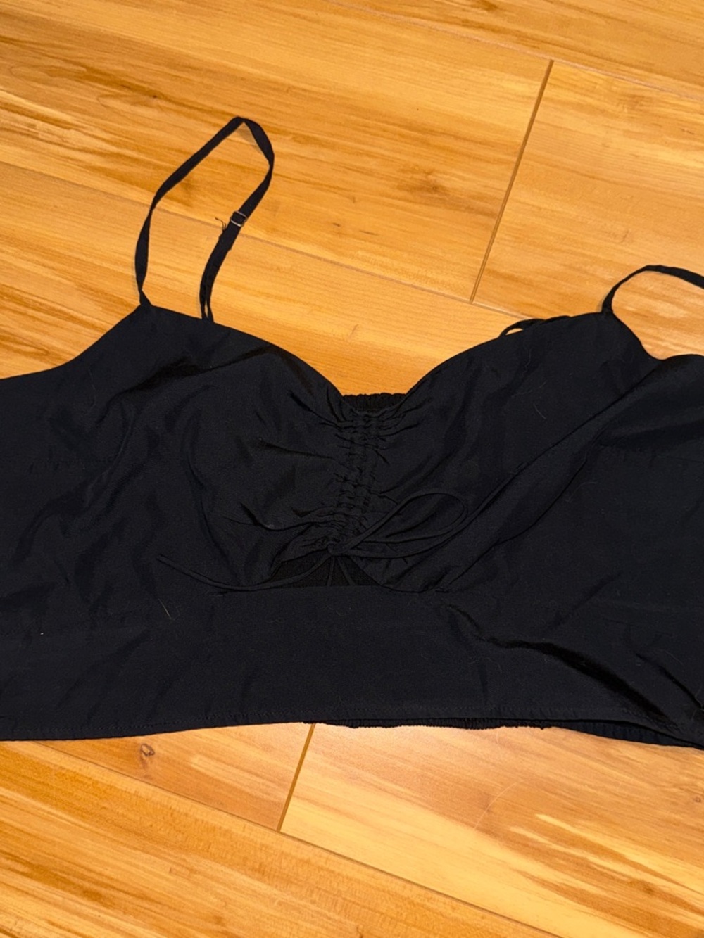 Abercrombie Black Ruched Crop Cut out Cami Top